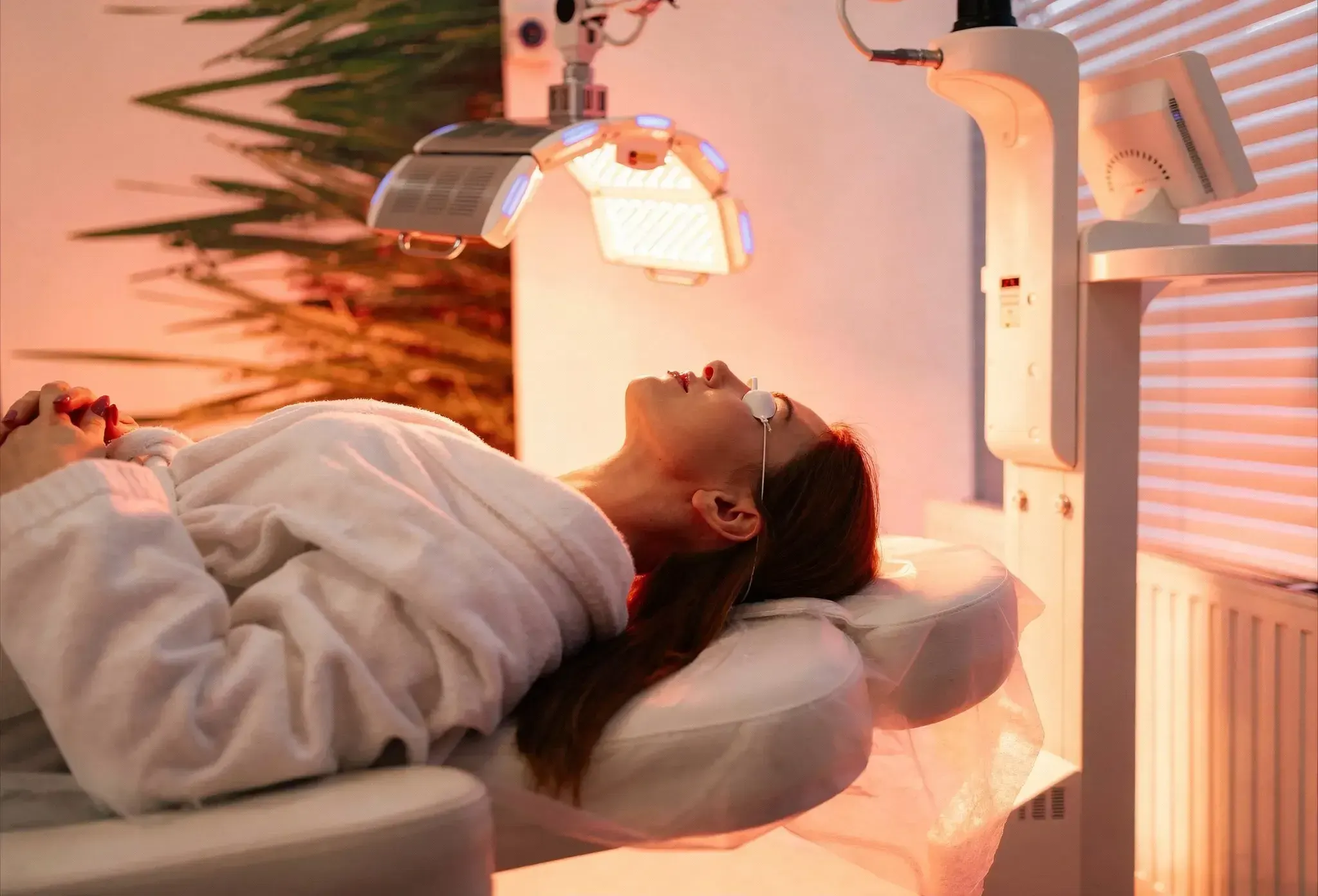 Patient receiving red light therapy at Riverstone Wellness in Easley, SC